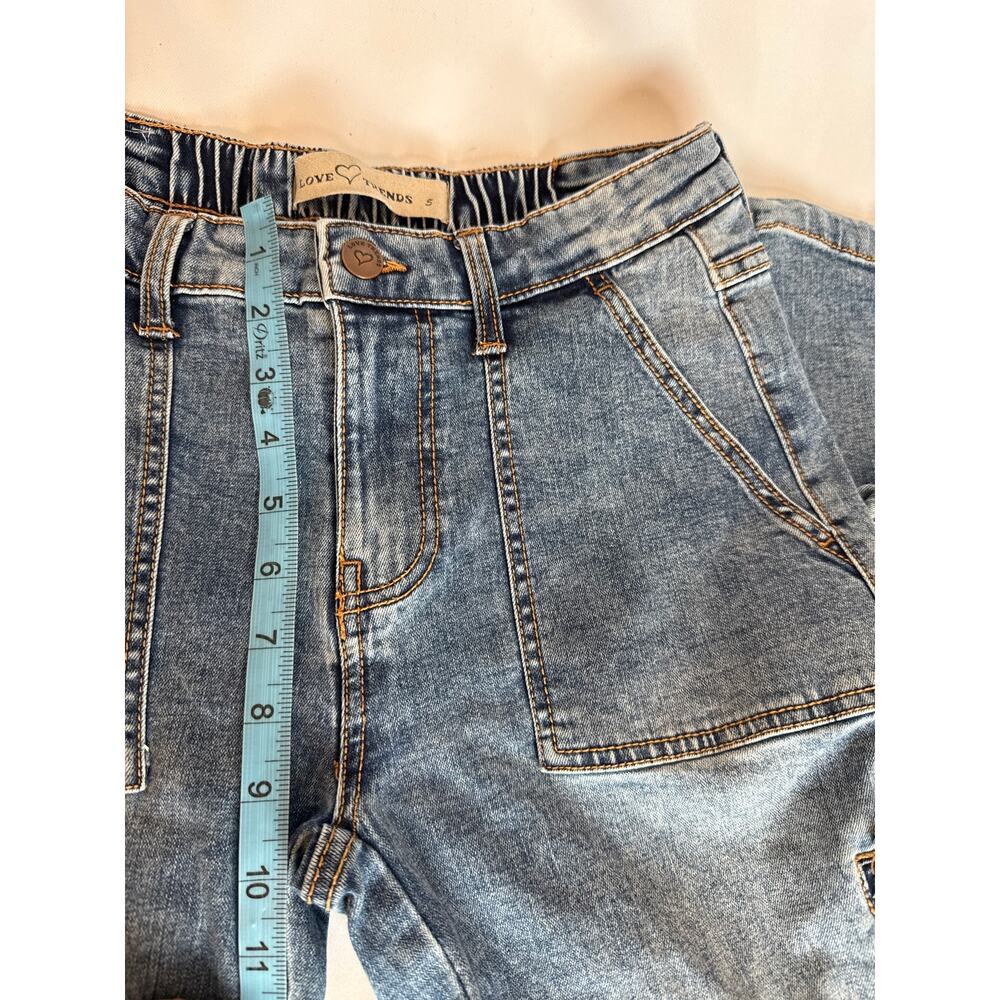 Y2K Wide Leg Cargo Pants Women’s 5 Medium Wash Denim Utility Streetwear - Picture 4 of 7